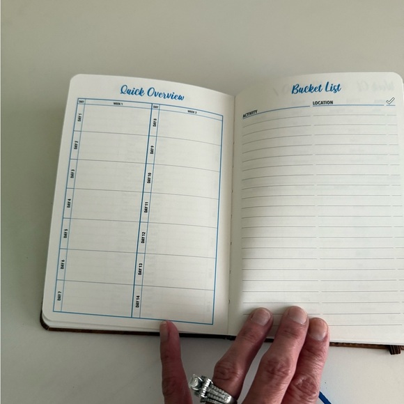 Brown Leather Travel Planner with Embossed Design - Picture 3 of 4